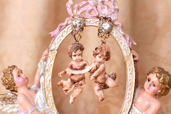 SOLD! 10127 Cherubs Angels Baroque Vintage Style Earrings Studs
