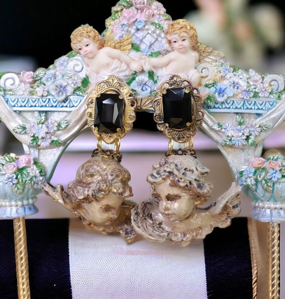 10134 Large Cherubs Angels Baroque Vintage Style Earrings Studs