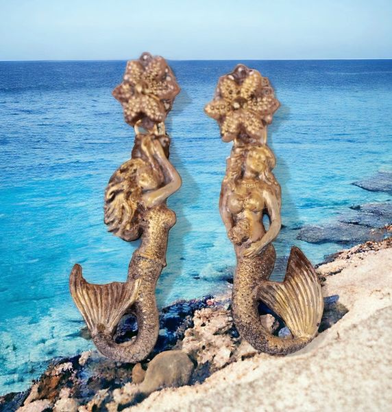 10135 Nautical Mermaids Baroque Vintage Style Earrings Studs