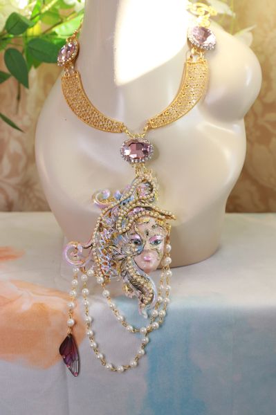 SOLD! 10140 Venetian Mask Pearl Massive Necklace
