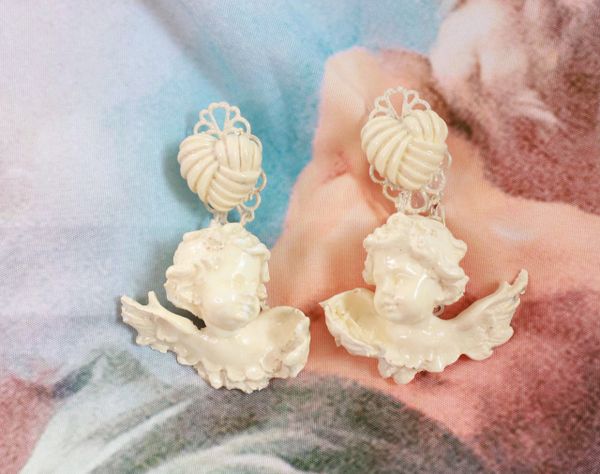 10149 Vanilla Cherubs Angels Baroque Earrings Studs