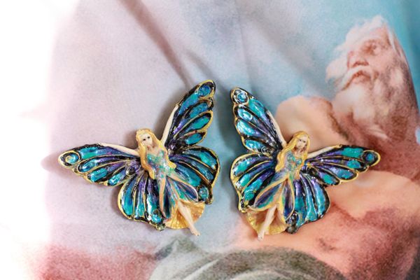 SOLD! 10151 Lightweight Lady Butterfly Iridescent Earrings Studs