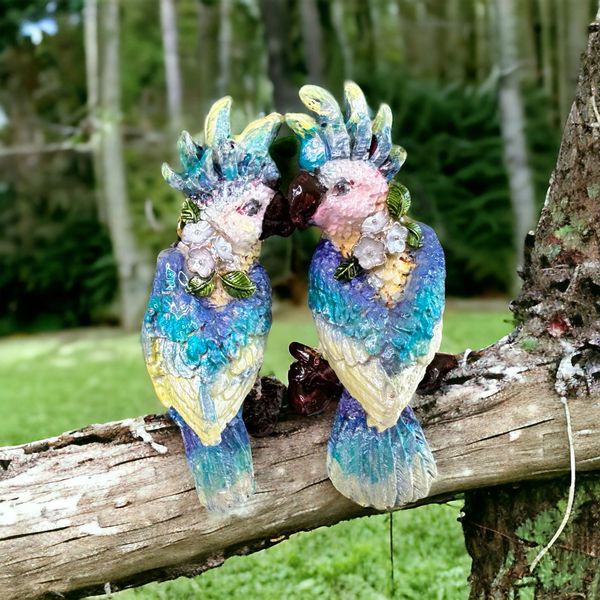 10159 Realistic Parrots Tropical Earrings Studs