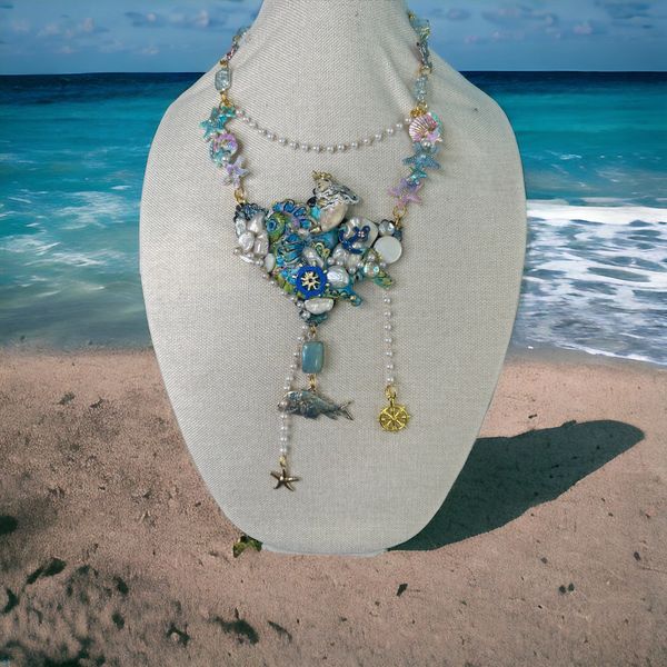 10171 Genuine Biwa Pearlz Neptun Poseidon Shell Necklace