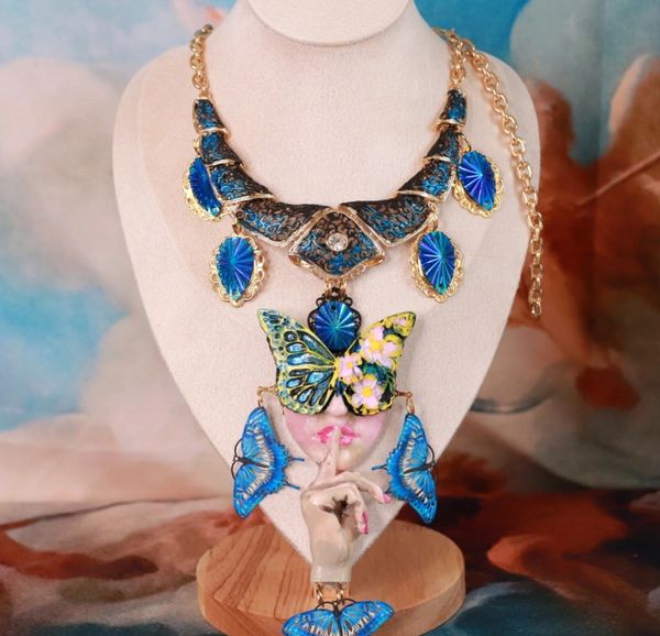 SOLD! 10188 Art Nouveau Lady Butterfly Necklace