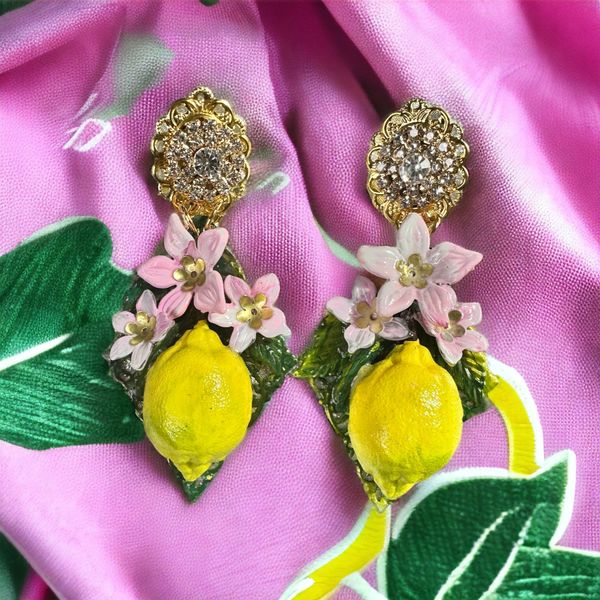 SOLD! 10190 Sicilian Lemon Flower Lemon Earrings