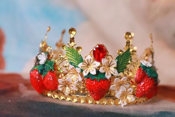 SOLD! 10199 Vivid Strawberries Baroque Headband Crown