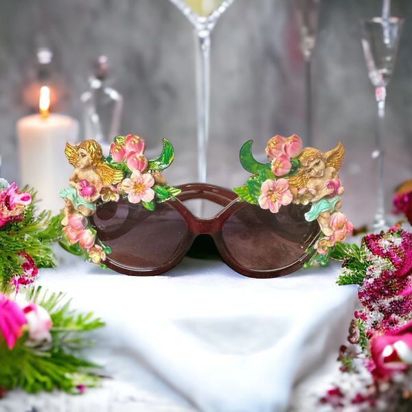 10201 Baroque Cherubs Flowers Embellished Sunglasses