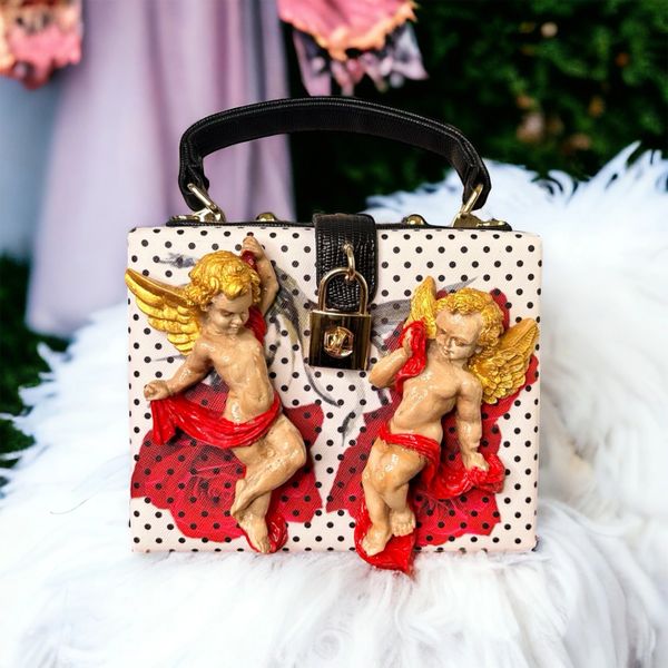 10208 Baroque Boutique Style Cherubs Polka Dot Embellished Handbag