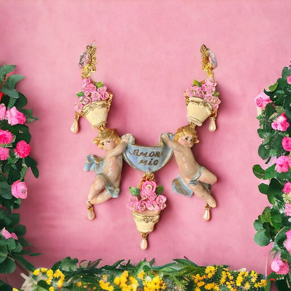 10210 Baroque Amore Mio Cherubs Angels Massive Necklace