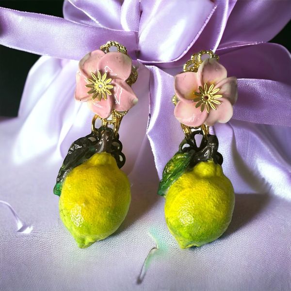 10214 Sicilian Lemon Flower Lemon Earrings
