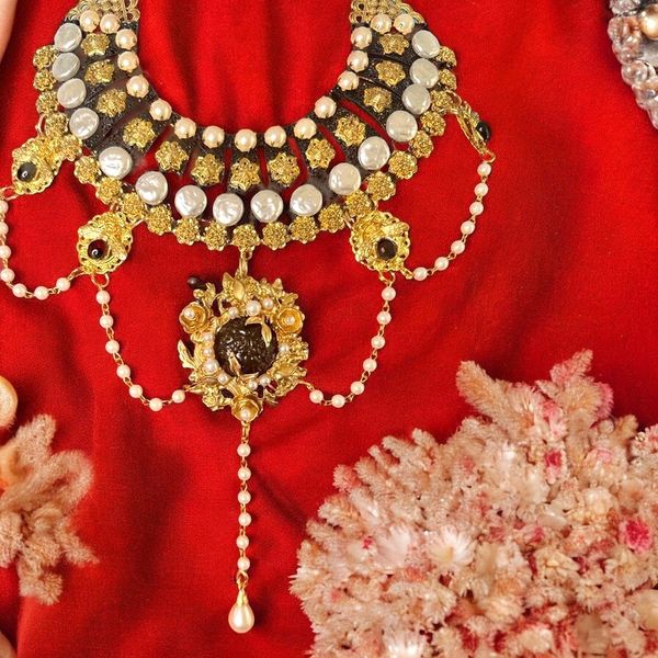 SOLD! 10321 Baroque Royal Collar Black Necklace