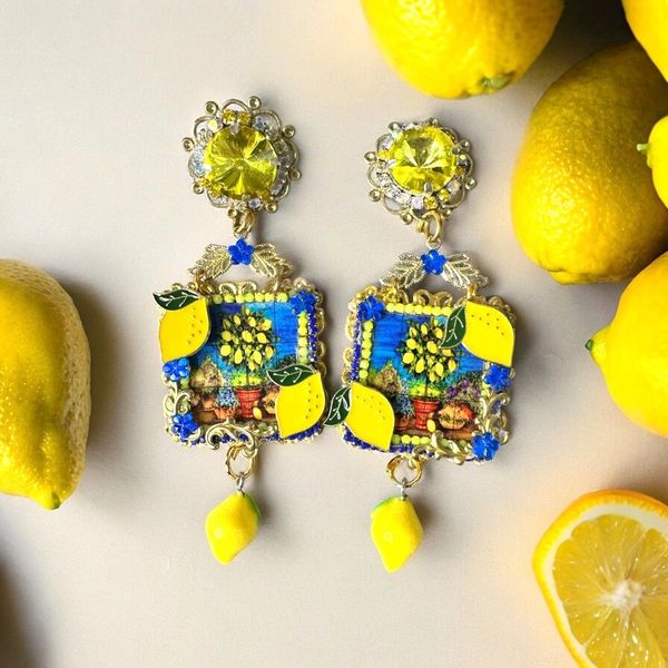 10341 Taormina Lemon Tile Massive Earrings