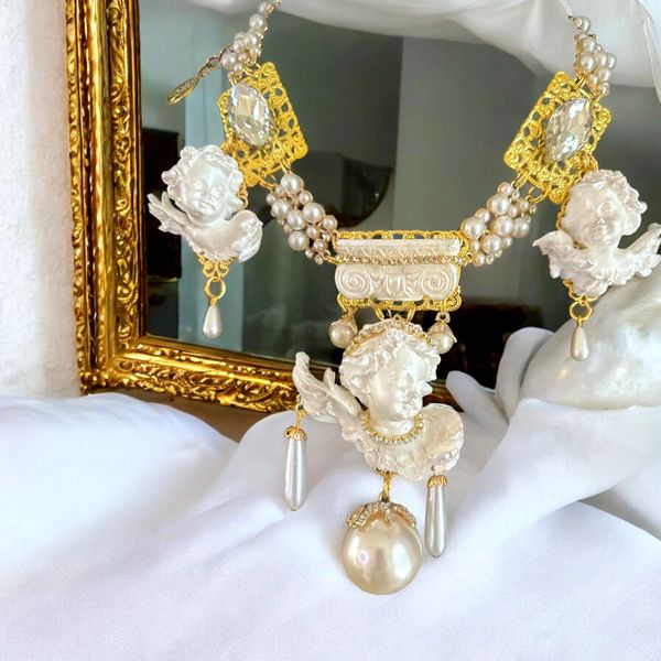 10403 Bridal White Cherubs Pearl Necklace