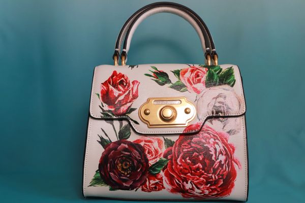 10449 Runway Genuine Leather Designer Floral Print Handbag