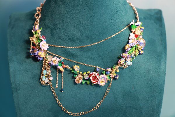 10456 Enamel Elegant Flowers Necklace