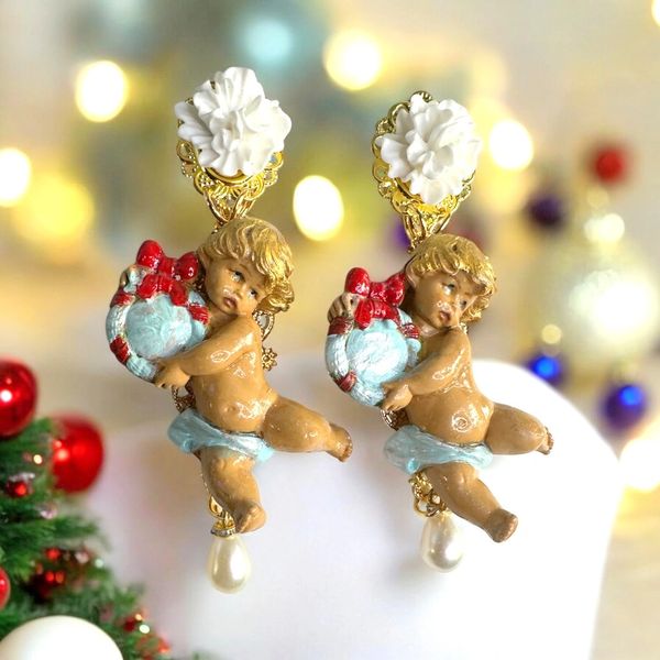 10485 Christmas Cherubs Adorable Earrings