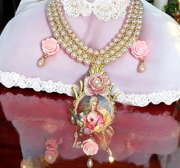 SOLD! 10509 Victorian Pink Marie Antoinette Necklace