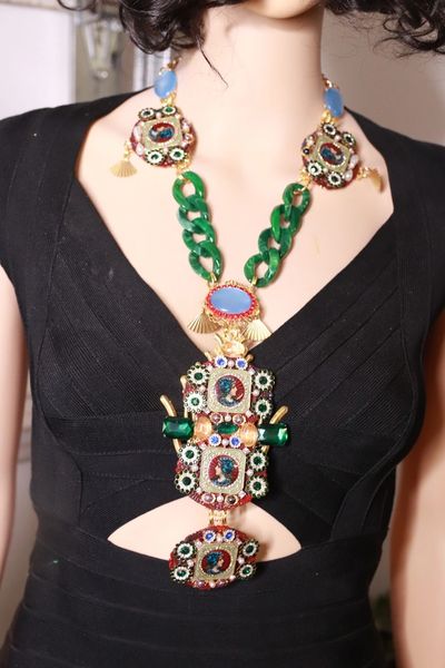 SOLD! 10512 Victorian Enamel Long Baroque Necklace