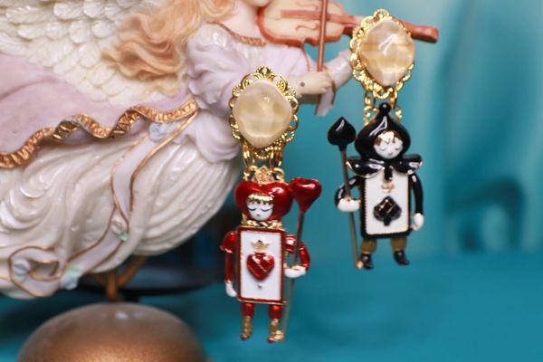 10518 Enamel Alice Cards Earrings Studs