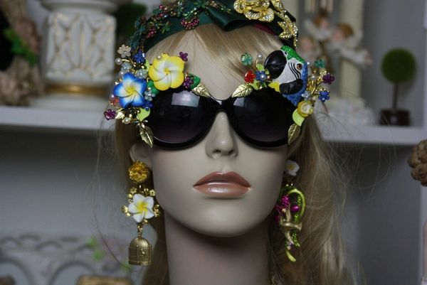 SOLD! 1163 Parrot Unusual Embellished Exotic Flower Sunglasses