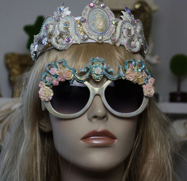 SOLD! 1191 Hand Painted Victorian Style Pale Rose Embellished Sunglasses