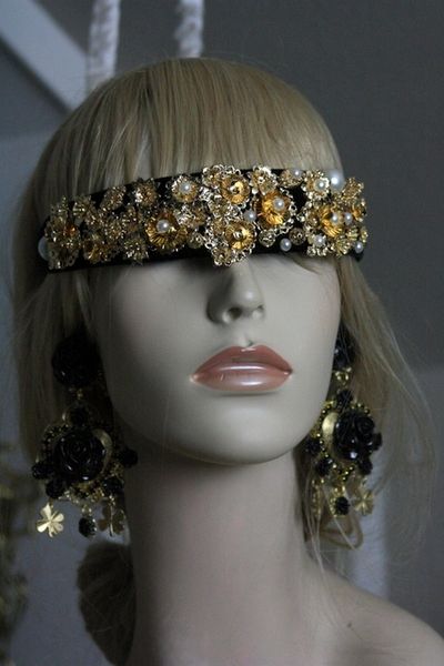 1206 Baroque Gold Metal Flower Pearl Headband