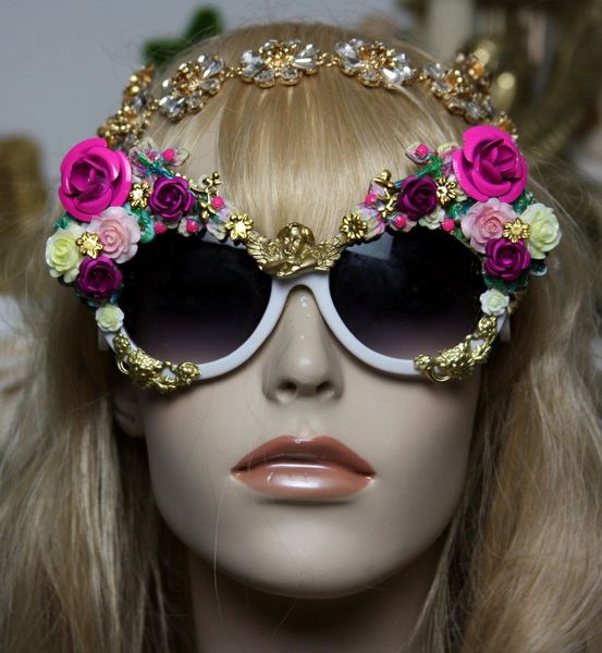 SOLD! 1208 Victorian Flower Garden Fuchsia Cherub Sunglasses