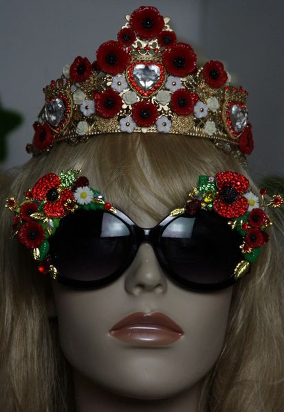 SOLD! 1218 Crystal Poppy Daisy Embellished Fancy Sunglasses