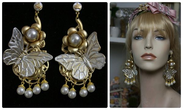 SOLD! 1219 Pearl Butterfly Massive Pearl Studs Earrings