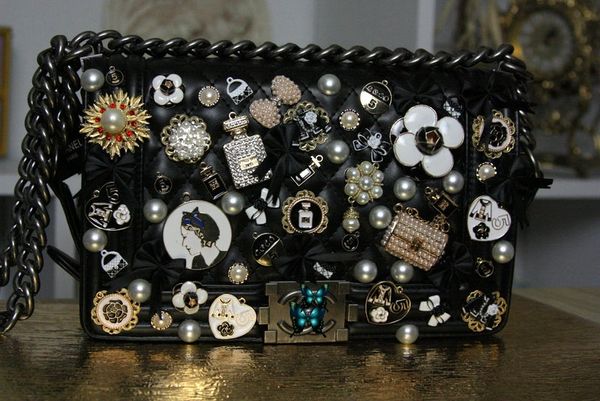 coco embellished brooch handbag le boy chanel inspired, Zibellini Handmade  Jewelry