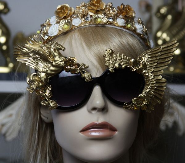SOLD! 1299 Pegasus Wing Gold Embellished Sunglasses Shades