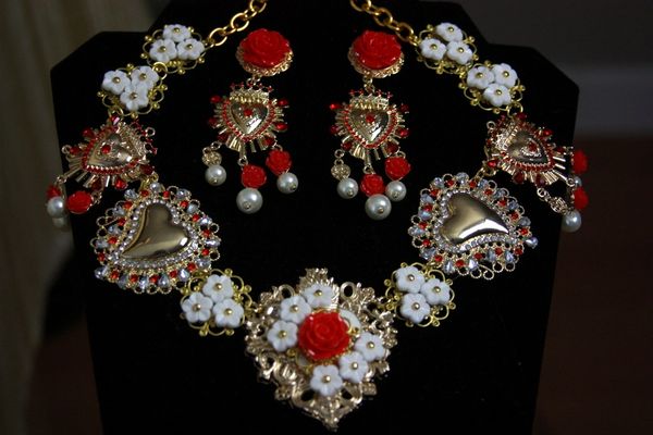 SOLD! 1312 Baroque Heart Necklace+ Earrings