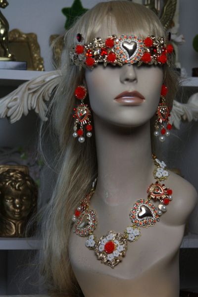 SOLD! 1313 Baroque Heart Crystal Gold Lace Headband