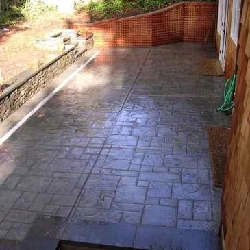 Patios, stamped concrete, tile, tinted cement, colored concrete, outdoor rooms,  backyard.