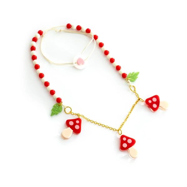 Red Mushroom Necklace - Lilies & Roses NY
