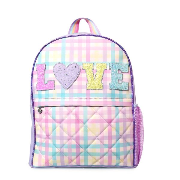 LOVE Gingham Printed Large Backpack - OMG ACCESSORIES