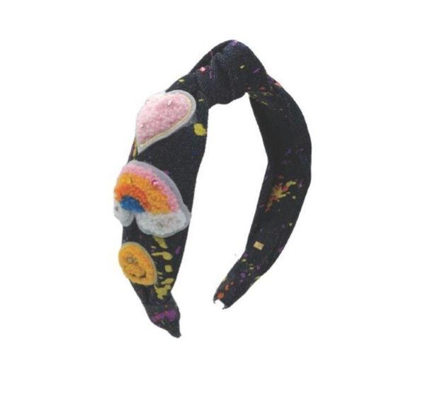 Denim Paint Splatter Knotted Headband - Bari Lynn Accessories