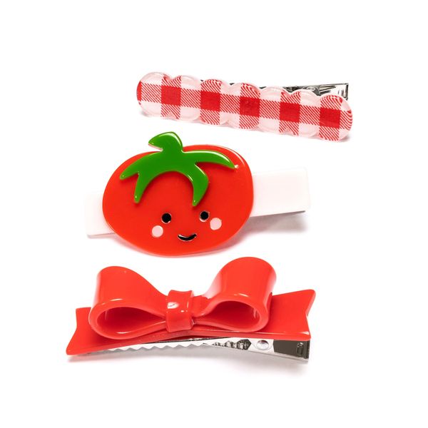 Three Combo Juicy Red Tomato Alligator Clips - Lilies & Roses NY