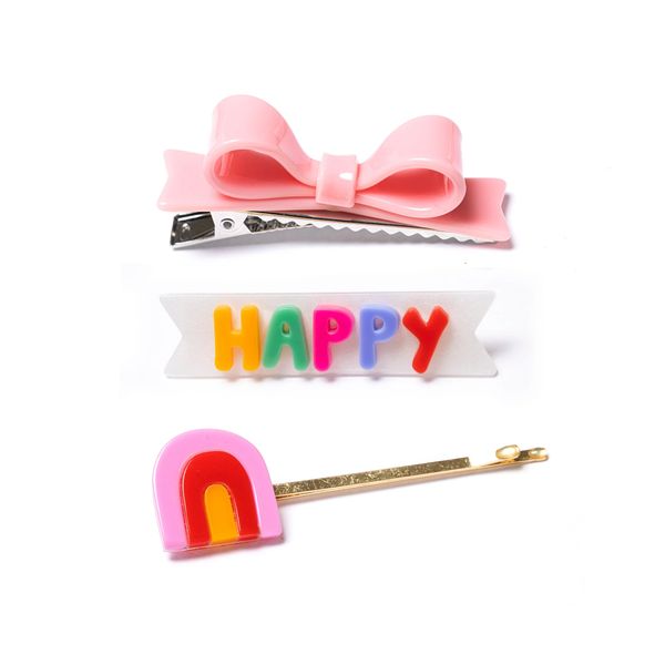 HAPPY Word Set Alligator Clips - Lilies & Roses NY
