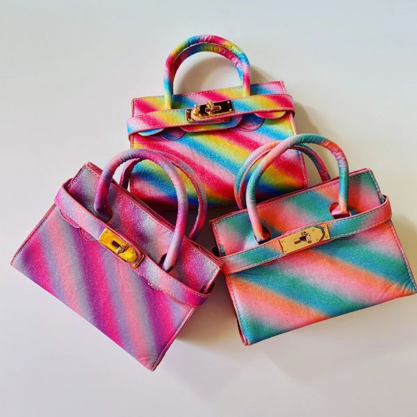 Glittery Candy Stripe Mini Birkin Bag