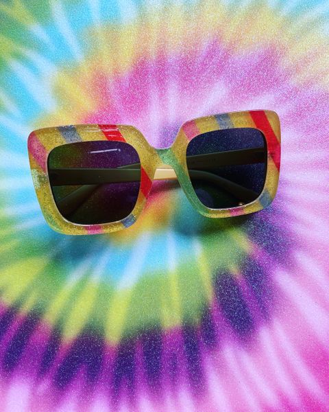 Sparkly Candy Stripes Oversize Sunglasses
