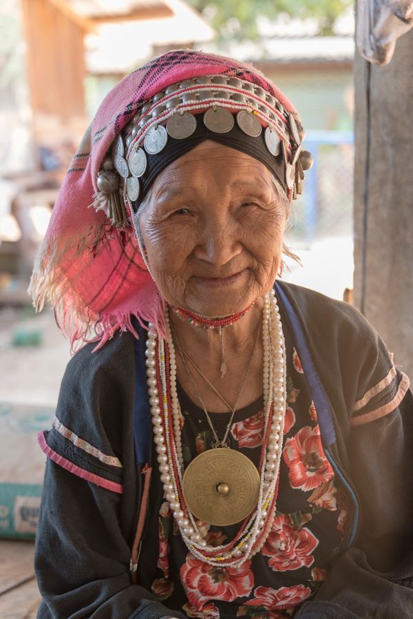 Thailand, Golden Triangle, Karen People, old woman