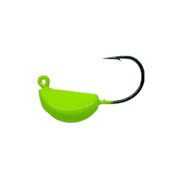 Bird of Prey Fishing Tackle Non-offset Circle Hook Jig - Chartreuse (2 pack)