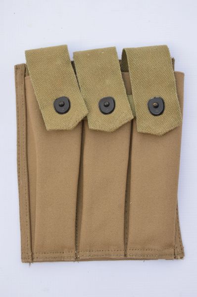WWII US Army Thompson / M3 Grease Gun 3- Pocket 30 Round Magazine Carrier Reproduction