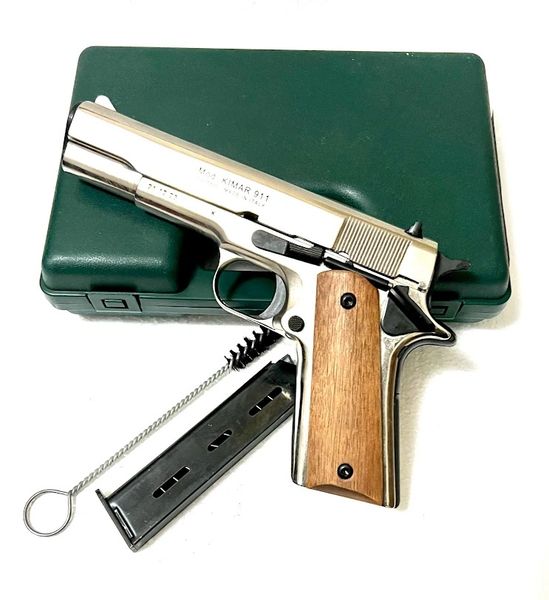 KIMAR 1911 Polish Nickel .45 Govt Auto 8mm Blank Firing Pistol