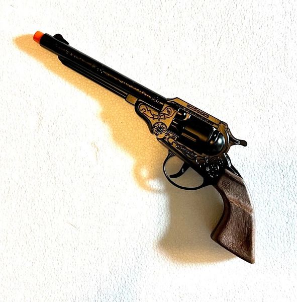 GONHER Civil War Colt Navy 8-shot Cap Gun Revolver - Filigreed Black with Faux Wood Grips
