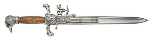 Replica Naval Flintlock Dagger Pistol ​ With Wood Grips Non-Firing Gun