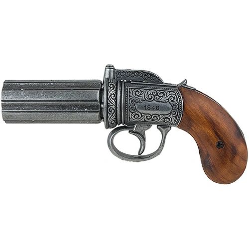 1840 British Pepperbox Revolver - Antique Grey
