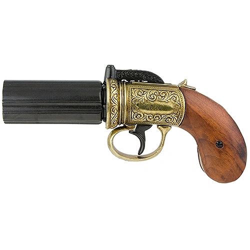 1840 British Pepperbox Revolver - Brass